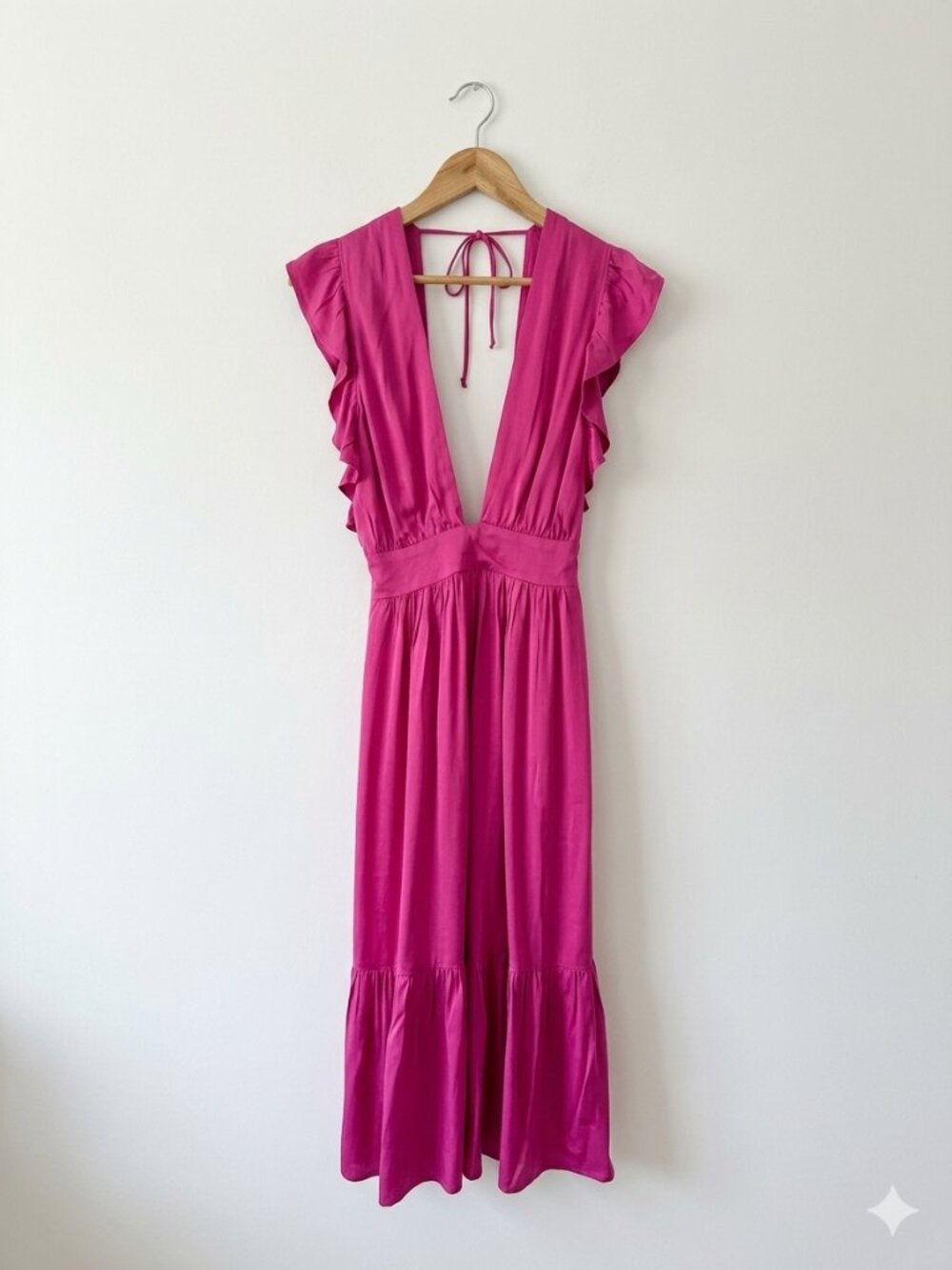 Stillwater The Jessie Hot Pink Ruffle Midi Dress XS
